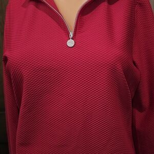 KJUS Elegant Red Textured Quarter-Zip Sweatshirt